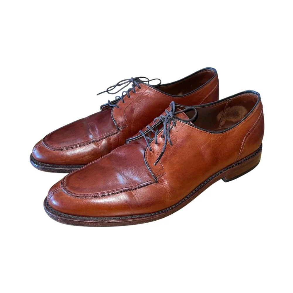 Allen Edmonds LaSalle Split Toe Derby Mens 12 Cognac Brown Leather Dress Shoes